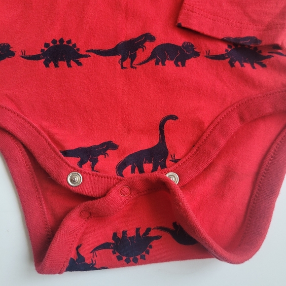 GAP one piece with dinosaurs in red 12-18 months - Picture 3 of 9